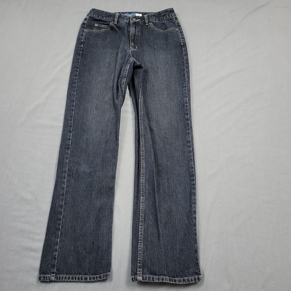 Liz Claiborne Denim - Liz Claiborne Womens Straight Leg Jeans Dark Wash 100% Cotton Blue Denim Size 4